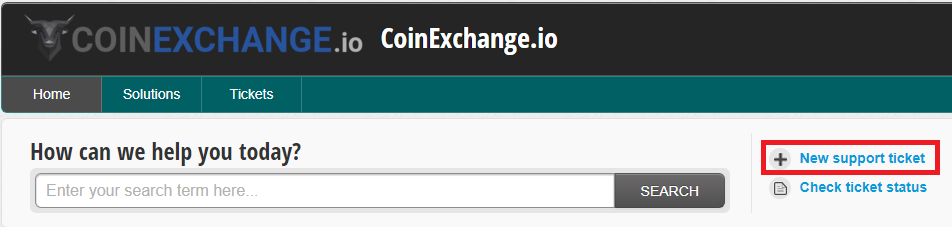 coinexchange（コインエクスチェンジ）サポートチケットを発行